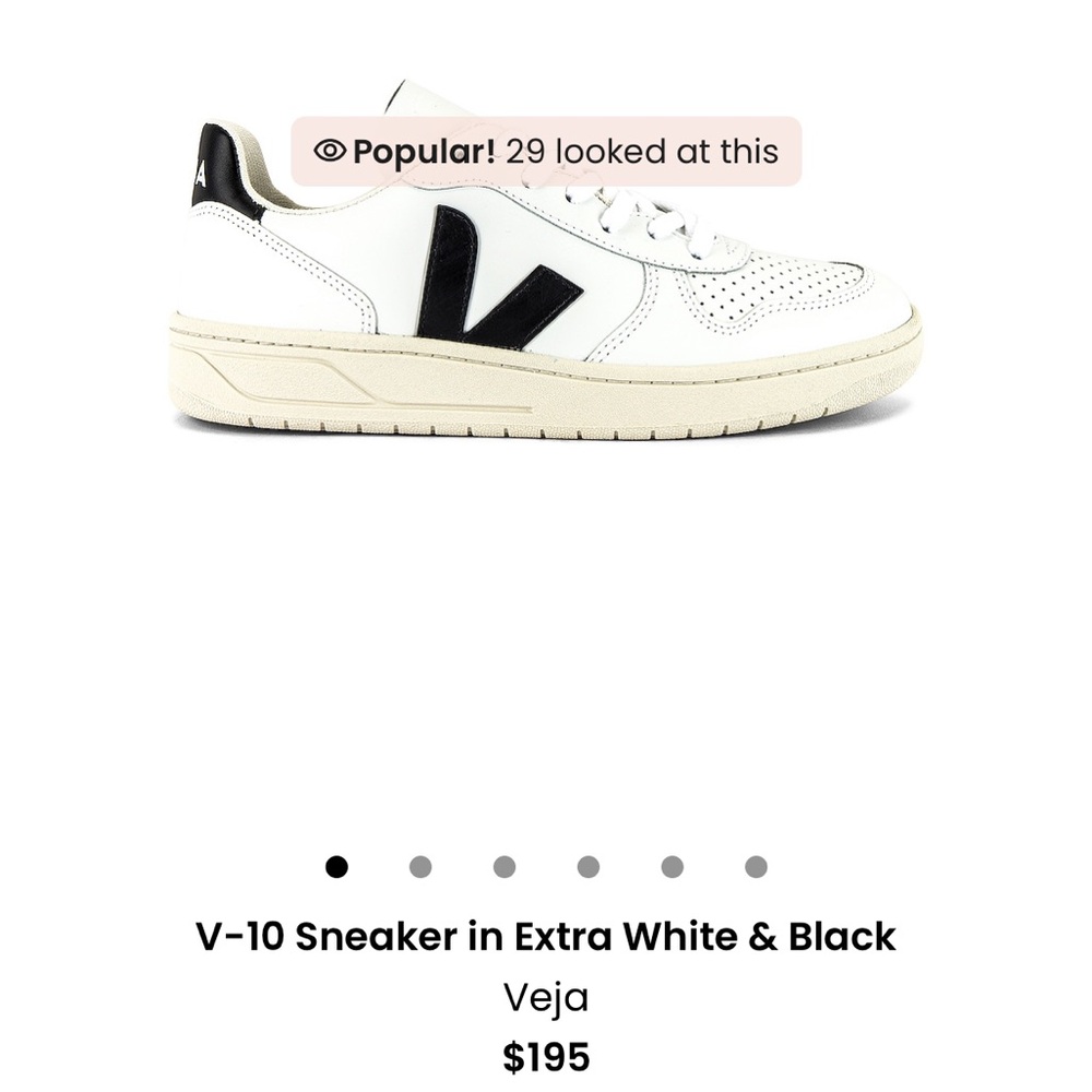 Women Veja V-10 LEATHER WHITE BLACK